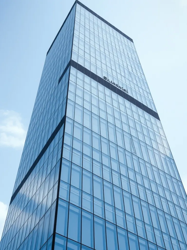 A minimalist architectural detail of a modern glass skyscrap