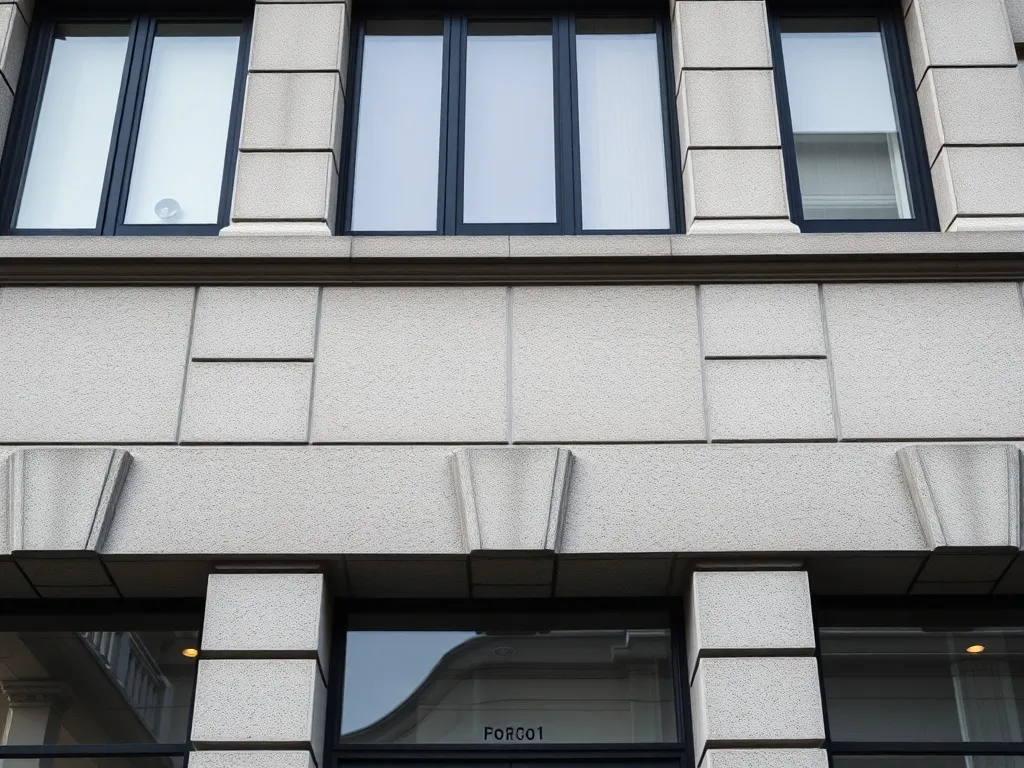A detailed architectural close-up of a classic Montreal ston